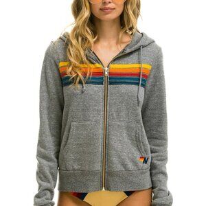Aviator Nation - 5 STRIPE HOODIE - HEATHER GREY